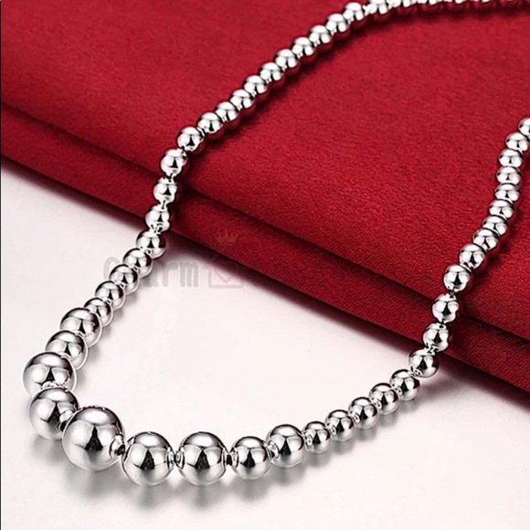STERLING SILVER BEADED BALL MATCHING NECKLACE BRACELET SET - Picture 9 of 12